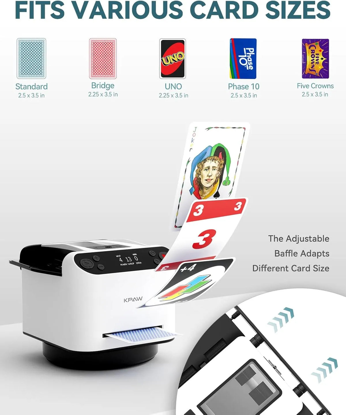 Automatic Card Shuffler and Dealer - 1-2 Decks Support 12 Players, 4 Drawing Remotes, Built-in Gameplays, 360°/180° Deal, for Poker, UNO, Phase 10, Skip-Bo, Rummy